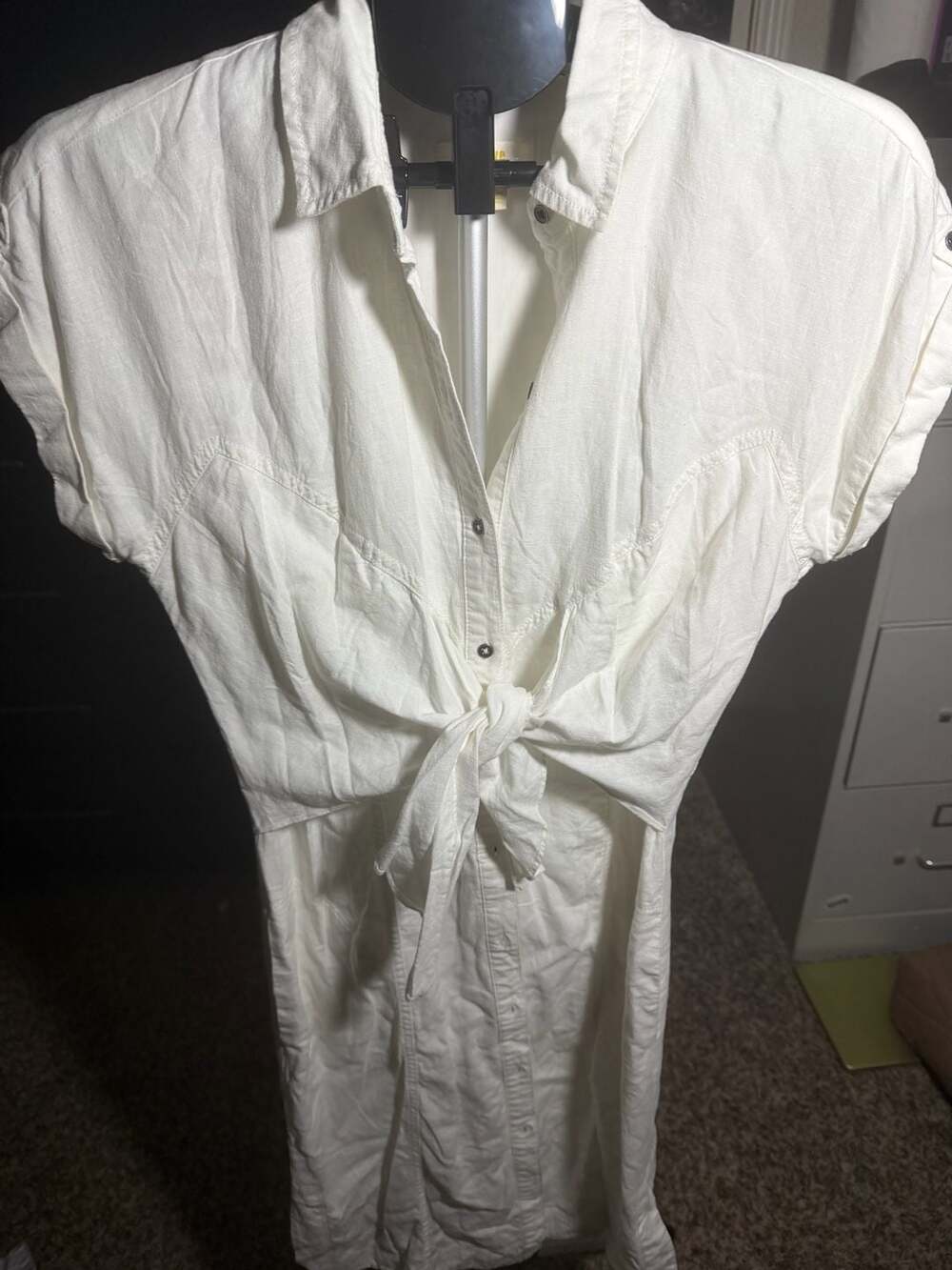 Maeve by Anthropologie White Elspeth Linen Shirt Dress Size US 6